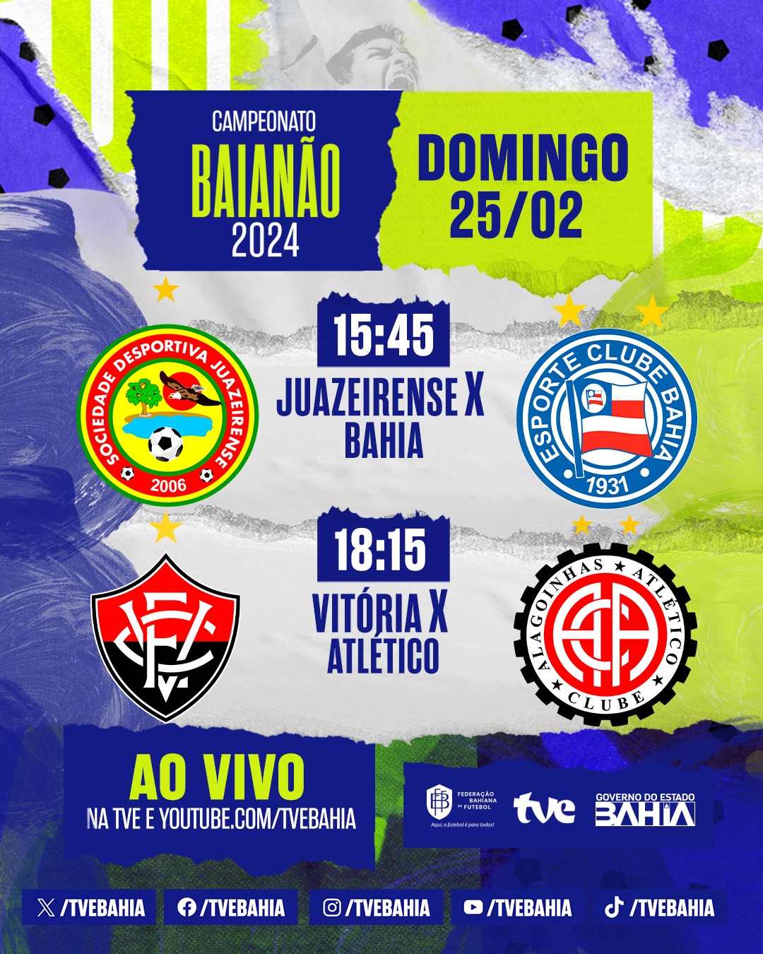 No momento você está vendo Juazeirense x Bahia e Vitória x Atlético neste domingo na TVE