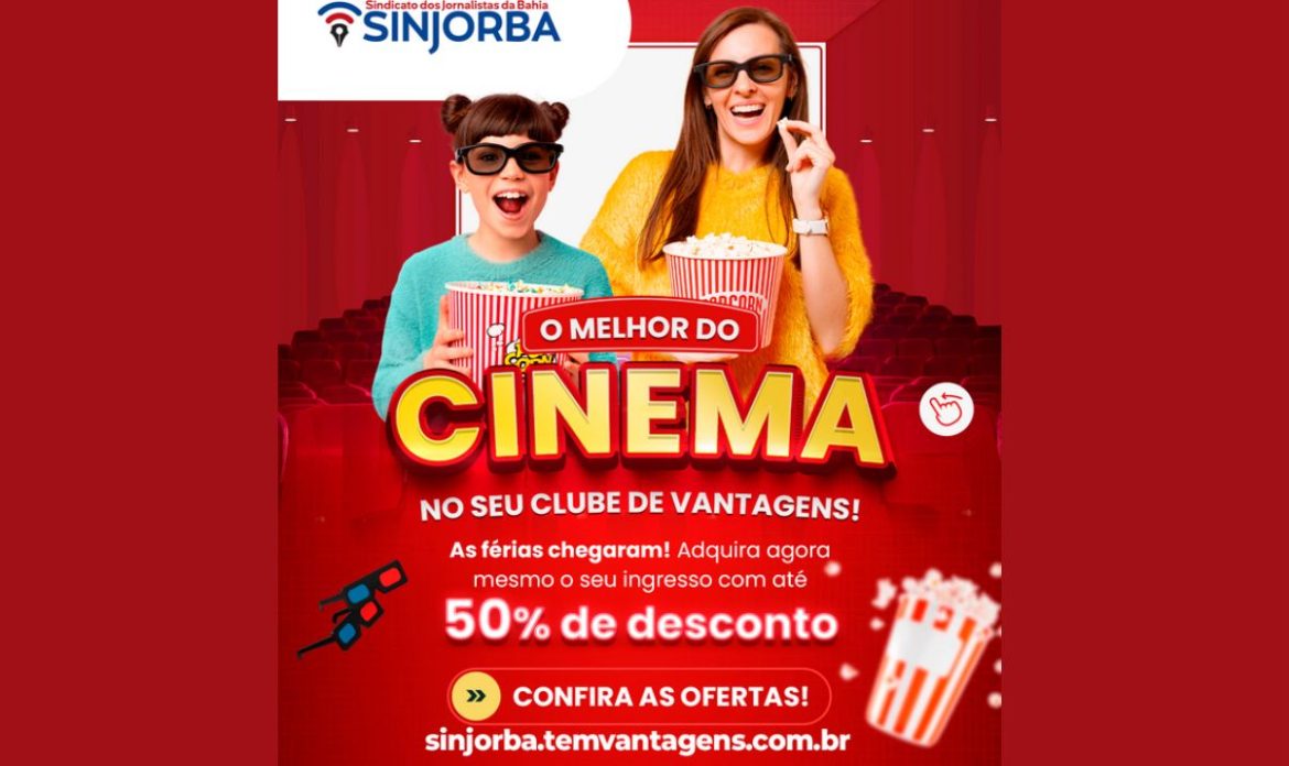 No momento você está vendo Jornalistas filiados ao Sinjorba têm até 60% de desconto em cinemas por meio do Clube de Vantagens
