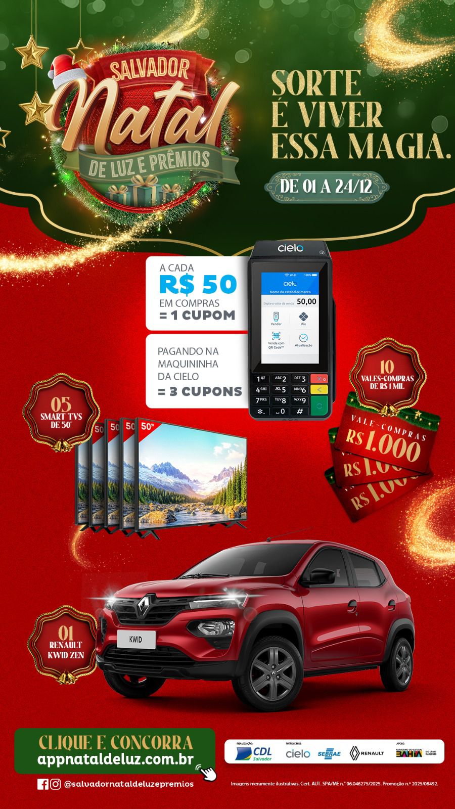 No momento você está vendo CDL Salvador lança campanha ‘Natal de Luz e Prêmios 2025’. Consumidor concorre a um automóvel