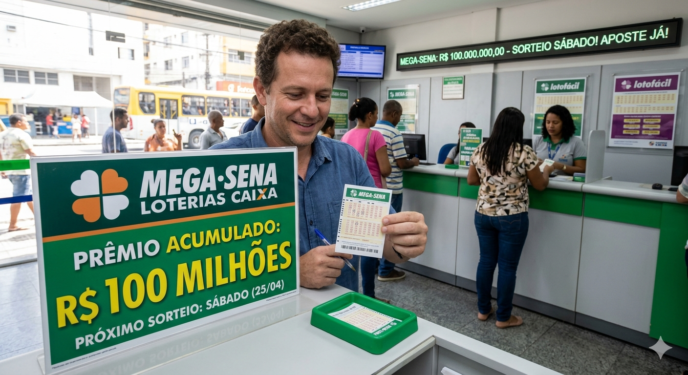 No momento você está vendo Mega-Sena acumulada vai sortear R$ 100 milhões no próximo sábado