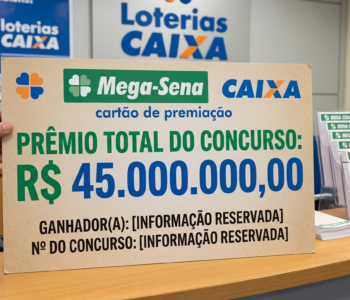 Mega-Sena acumula e prêmio principal vai para R$ 45 milhões
