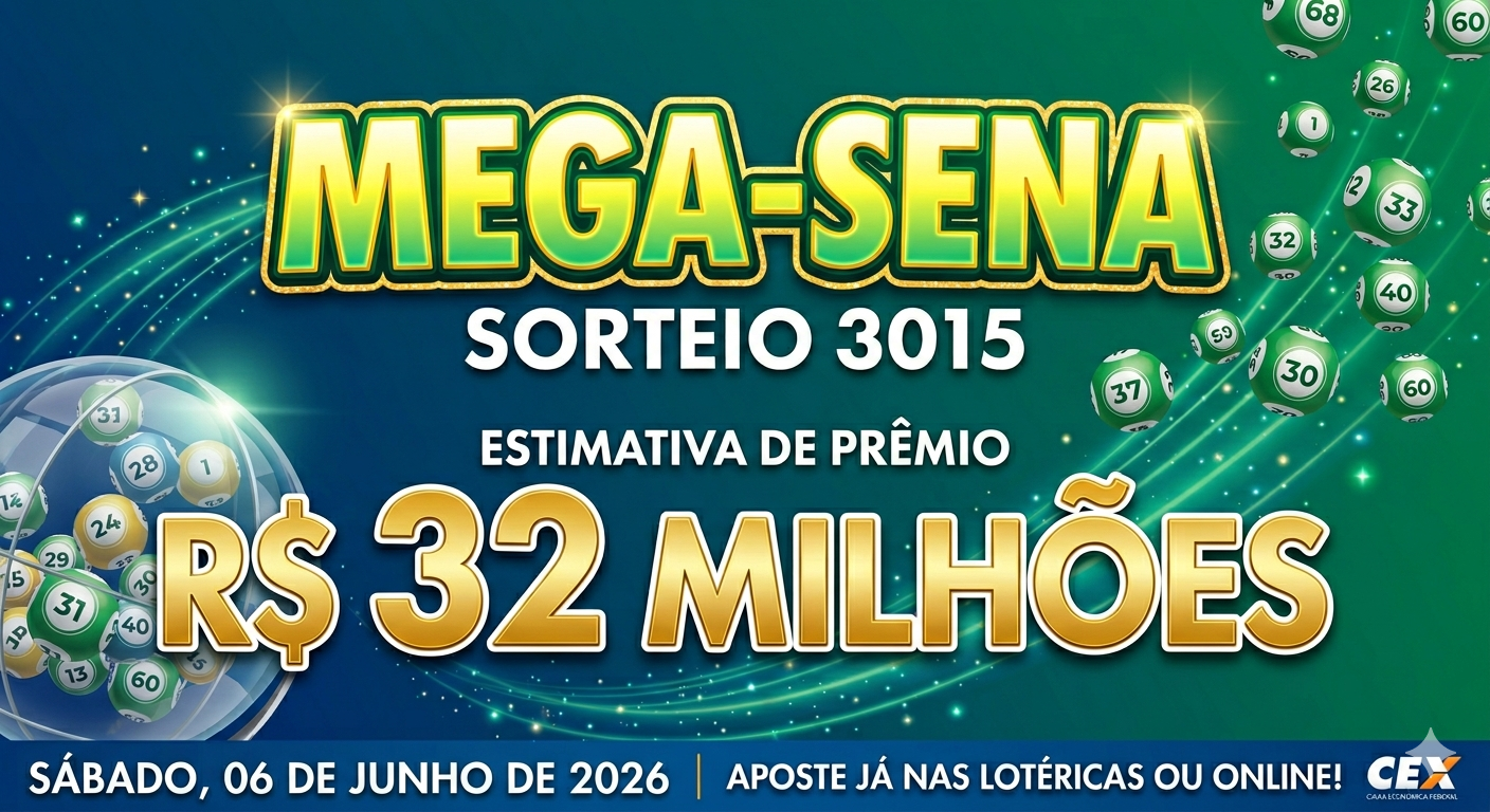 No momento você está vendo Mega-Sena sorteia prêmio estimado em R$ 32 milhões neste sábado