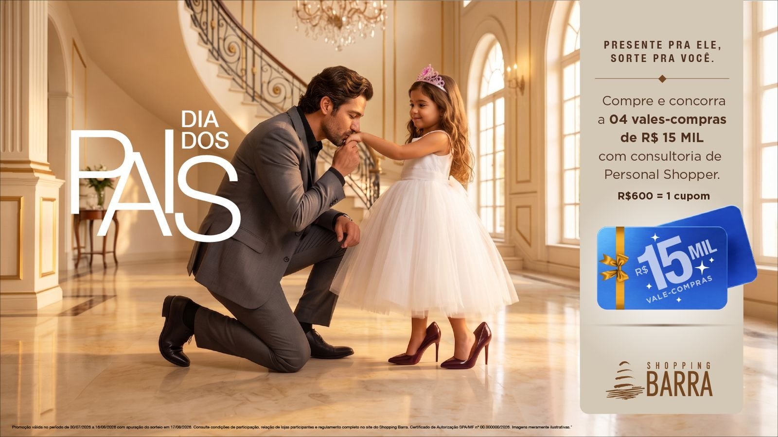No momento você está vendo Shopping Barra lança campanha do Dia dos Pais com sorteio de R$ 15 mil em vales-compra e personal shopper
