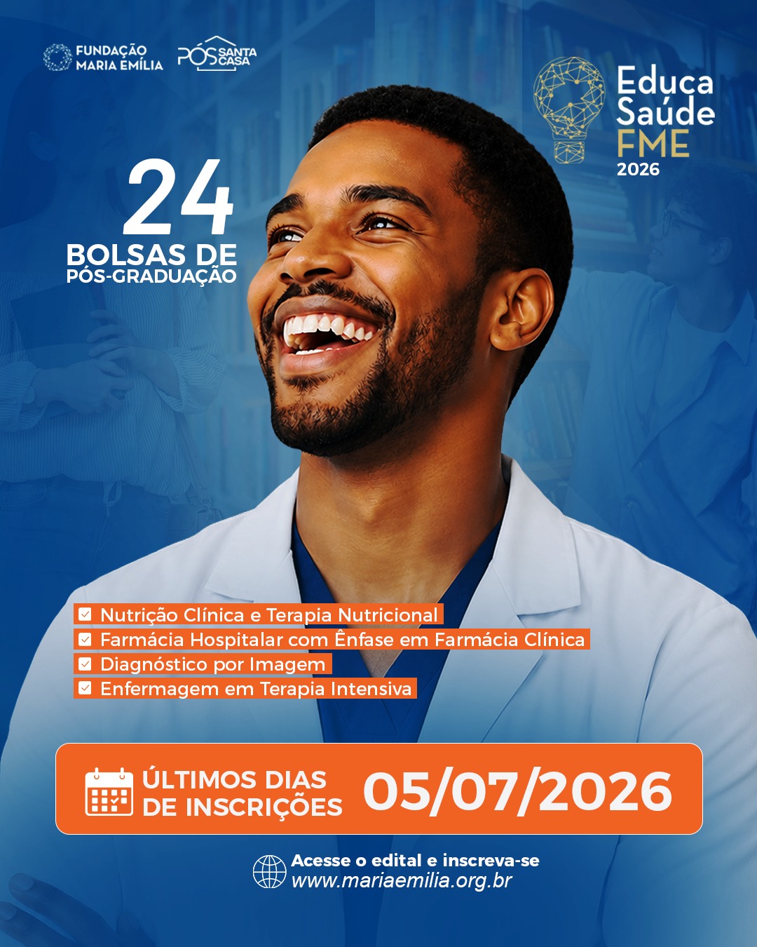 No momento você está vendo Educa Saúde FME 2026: últimos dias de inscrições para 24 bolsas integrais e gratuitas de pós-graduação